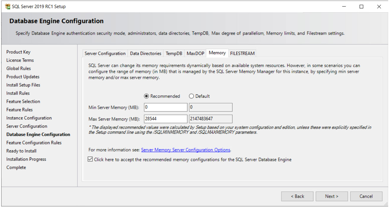 การตั้งค่า Memory ใน Microsoft SQL Server 2019